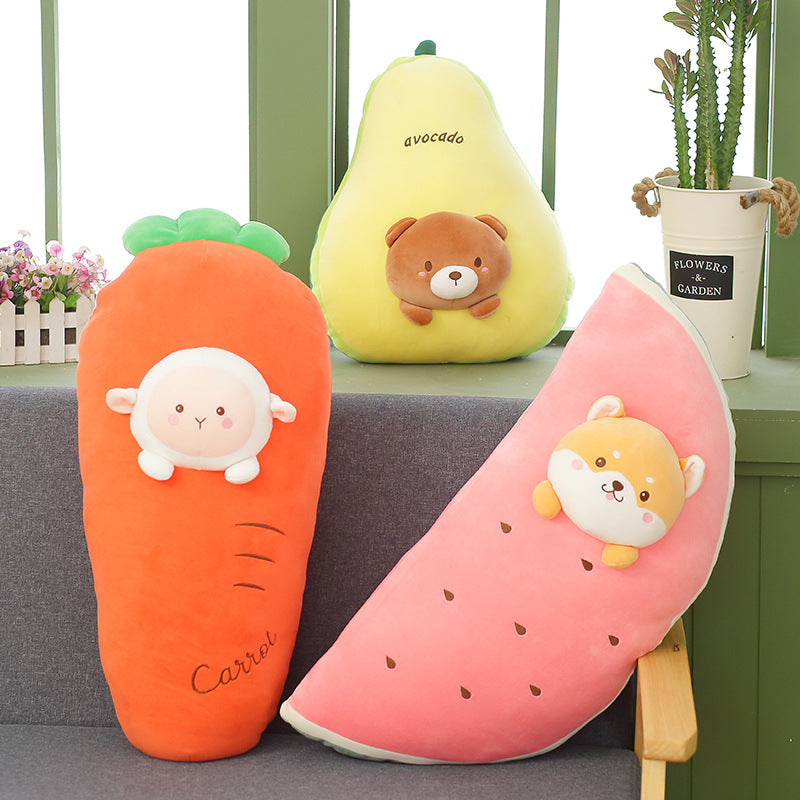 Fruit plush toy with animal head