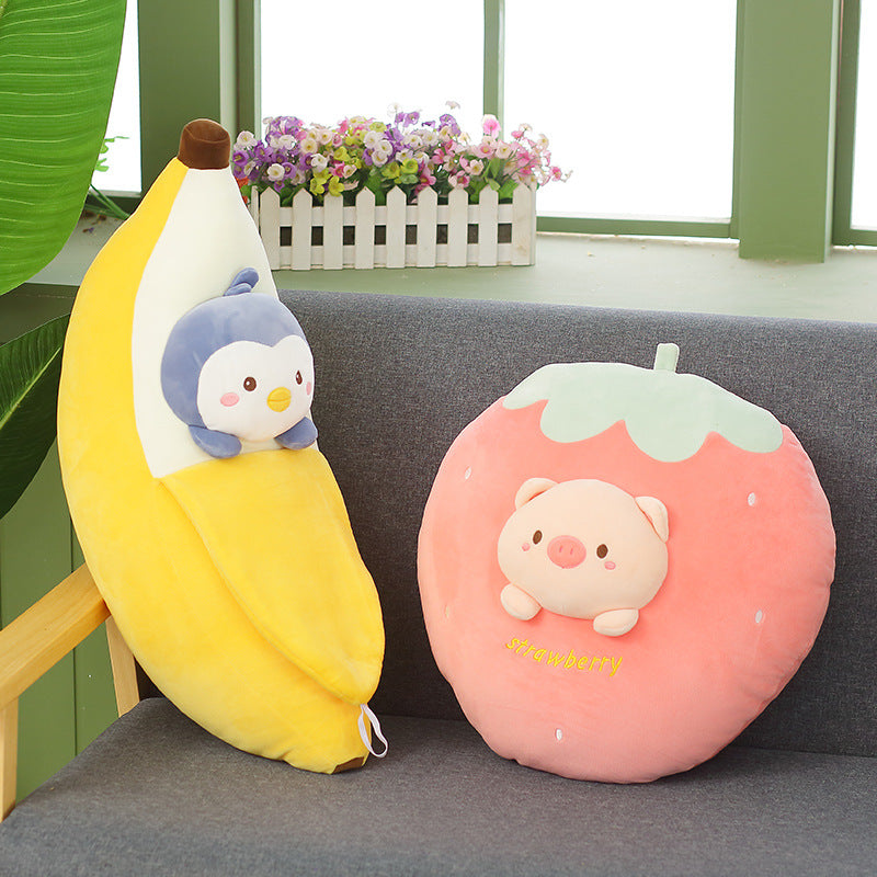 Fruit plush toy with animal head