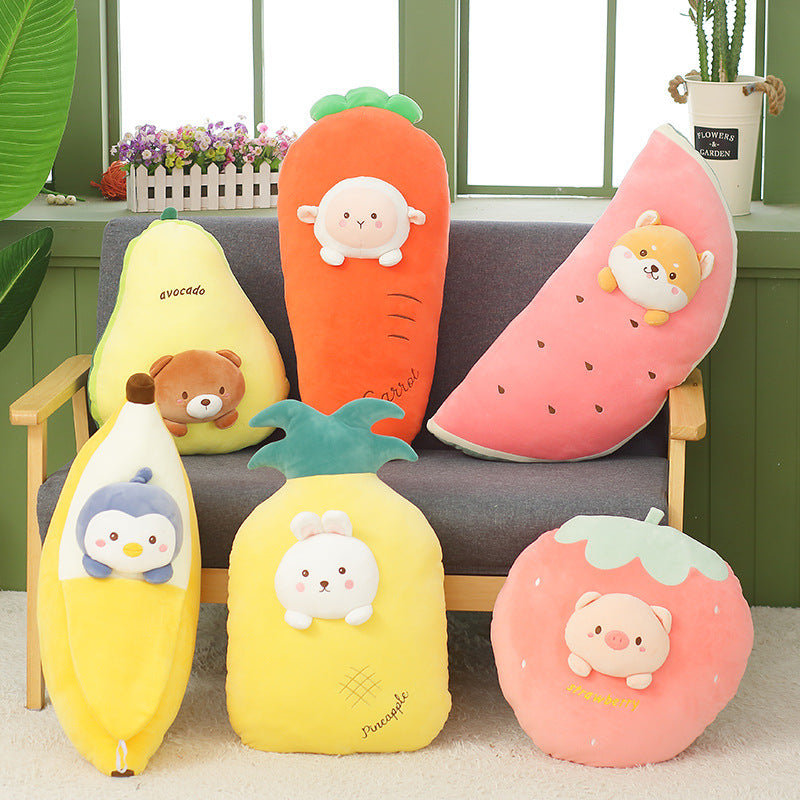 Fruit plush toy with animal head