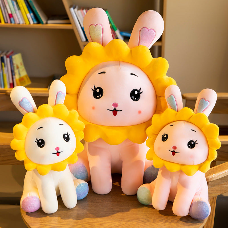 Bunny plush toy with sunflower