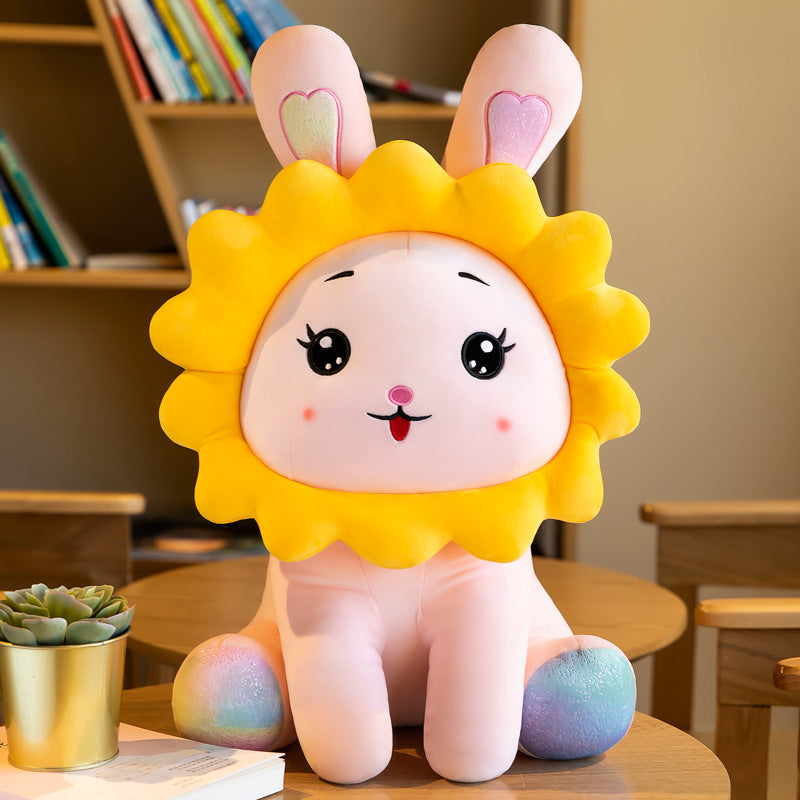 Bunny plush toy with sunflower