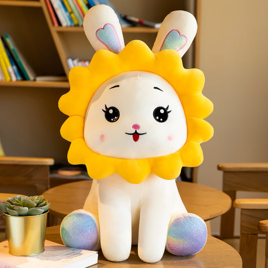 Bunny plush toy with sunflower