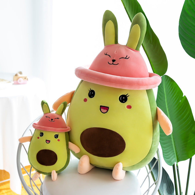 Avocado plushie with bunny ears