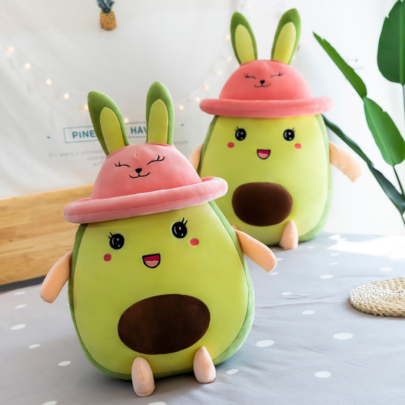 Avocado plushie with bunny ears