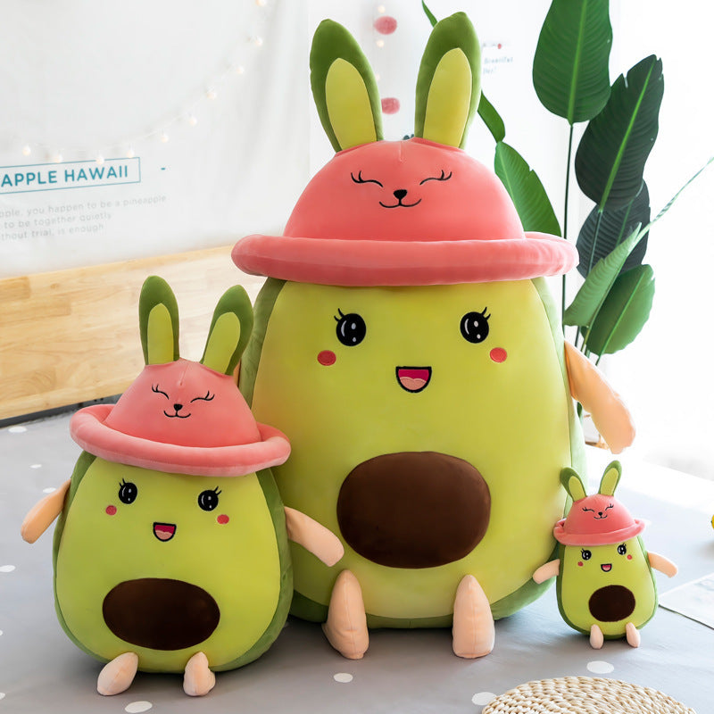 Avocado plushie with bunny ears